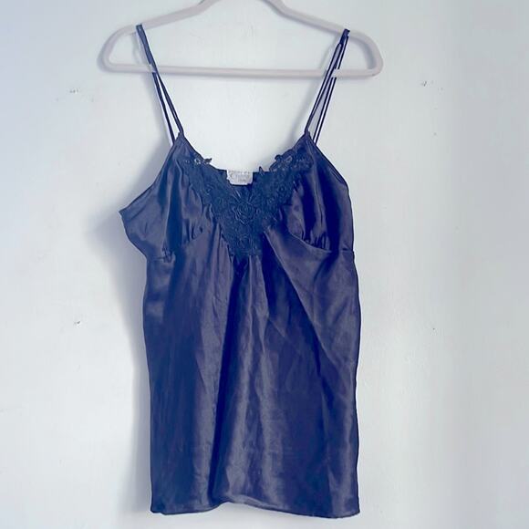 Vintage Cinema Etoile lace detail satin camisole top sz L - Picture 1 of 6